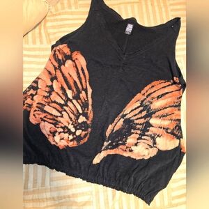 FREE PEOPLE Black and Coral Shades Women's Top
